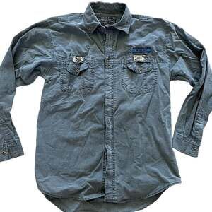 VTG 90s Bugle Boy Gray Button Up Shirt size Kids Large